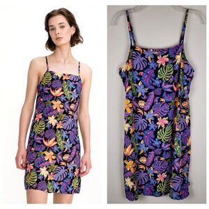 Vans Size L Tropicali Mini Dress Sleeveless Tropical Floral Multicolor